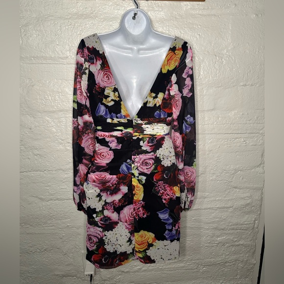 Mac Duggal Multicolor Floral Long Sleeve Dress - Picture 6 of 8